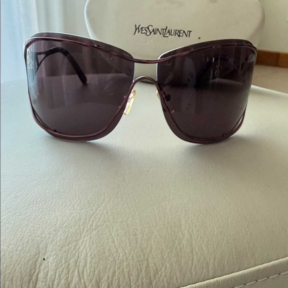 Yves Saint Laurent Vintage 6083/Strass Oversized Shield Sunglasses - Picture 2 of 6
